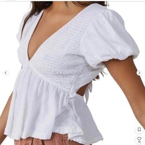 Free People small white Charlotte tie back top